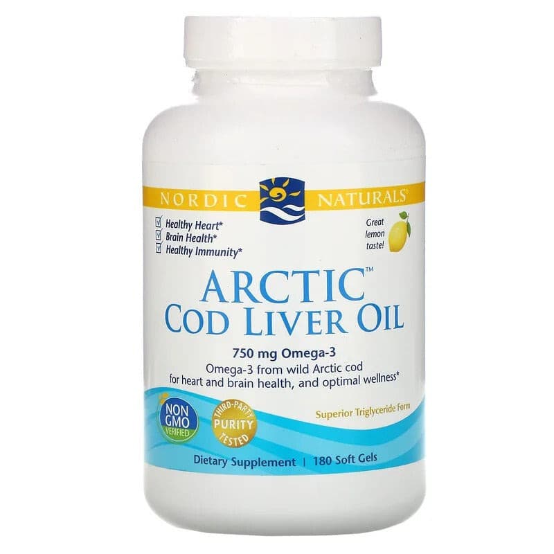 Nordic Naturals Arctic Cod Liver Oil Lemon 180 Soft Gels 